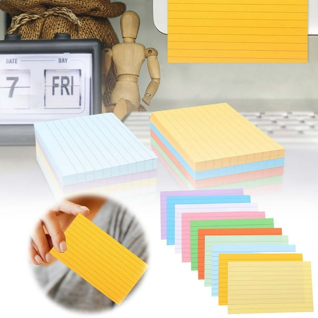 GARENAS 500PCS Color Index Cards RuLED Notecards Blank Note Flash Cards