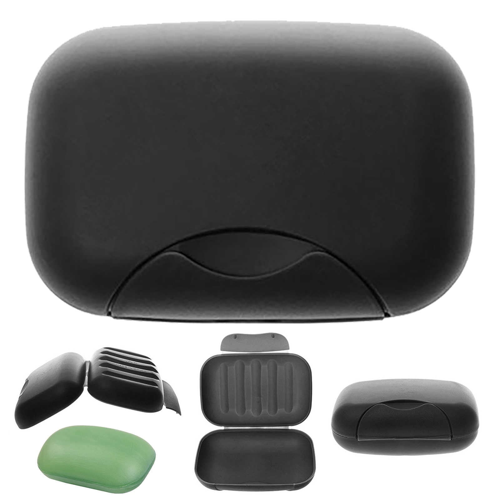 GARENAS Bathroom Soap Box Sealing Buckle Soap Case(Black)