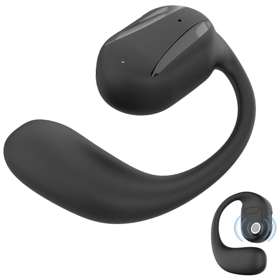 GARENAS Bluetooth Earhook Headphones Open Bone Conduction Wireless Bluetooth 5.2 Ultralight Business Headphones with Microphone Suitable for Business Office Driving(Black)