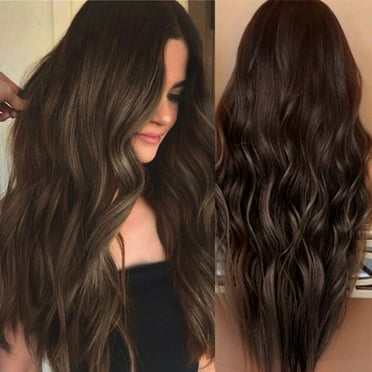 GARENAS Bob Wig Human Hair Fashion Womens Synthetic Wig Brown Long Wavy Full Wigs Party Hair Wigs