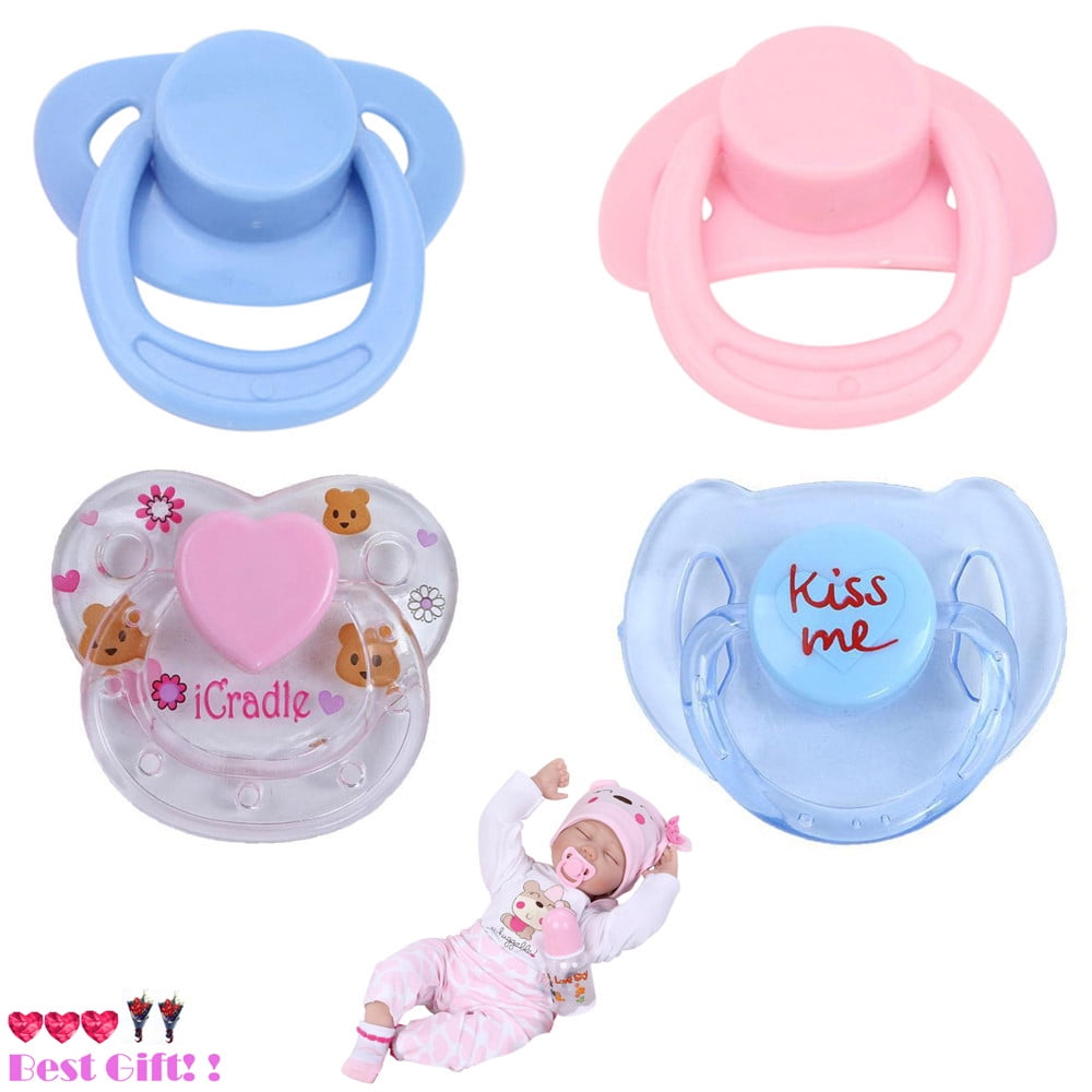 GARENAS Car Seat Toys 4Pc New Dummy Pacifier for Reborn Baby Dolls