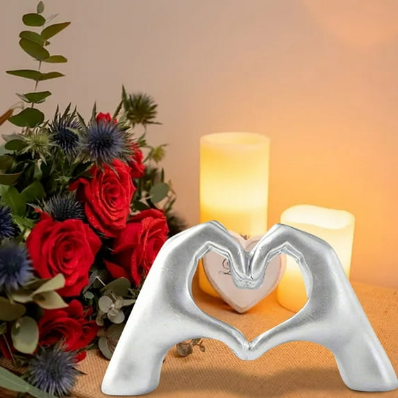 GARENAS Cauldron Decor Surprise Gift Heart Hands Sculpture Decor For Bedroom Living Room Bookshelf Table Modern Love Heart Hands Statues Boho Home Decor Accessories