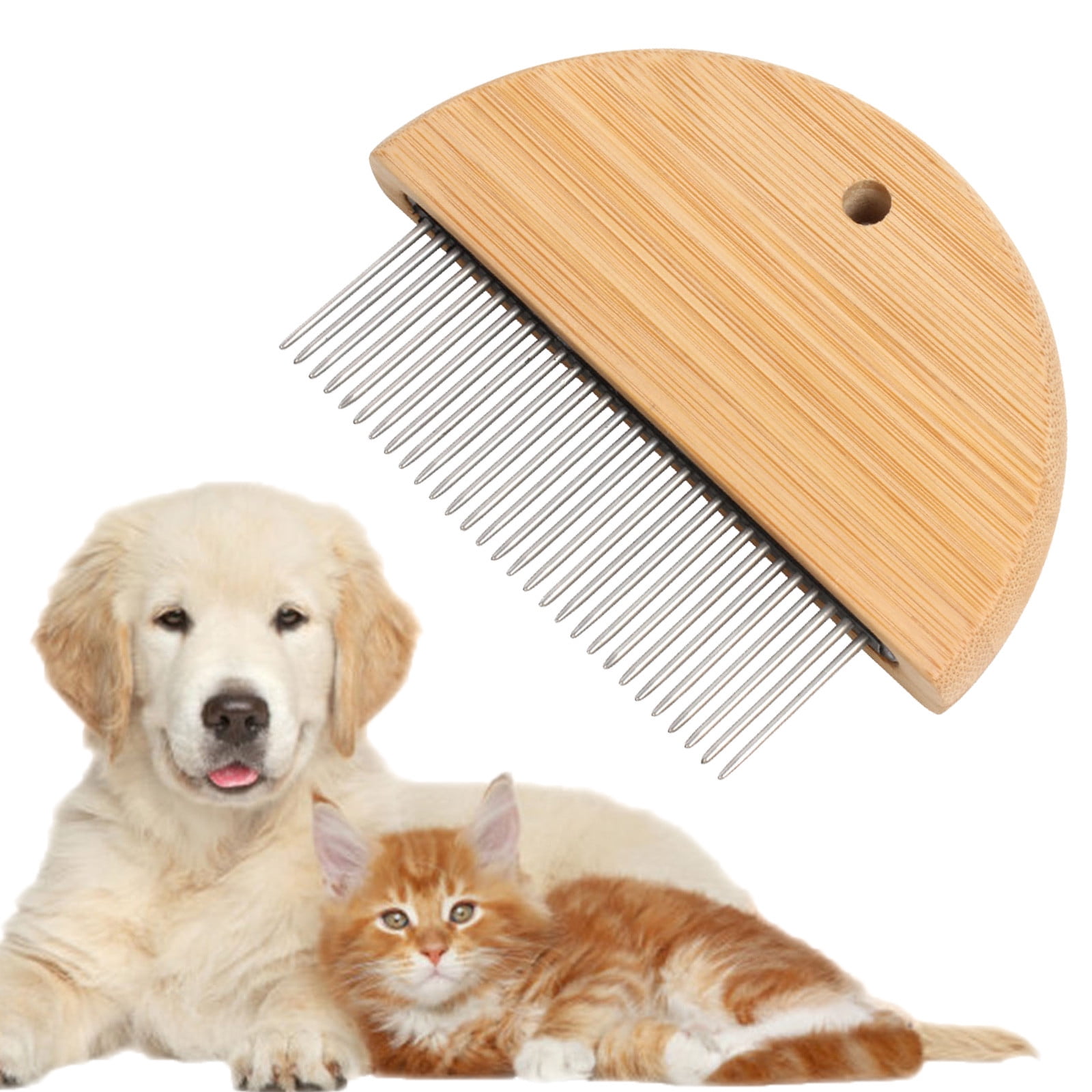 GARENAS Dog Wood Comb for Remove Flea and Knots with Stainless Steel