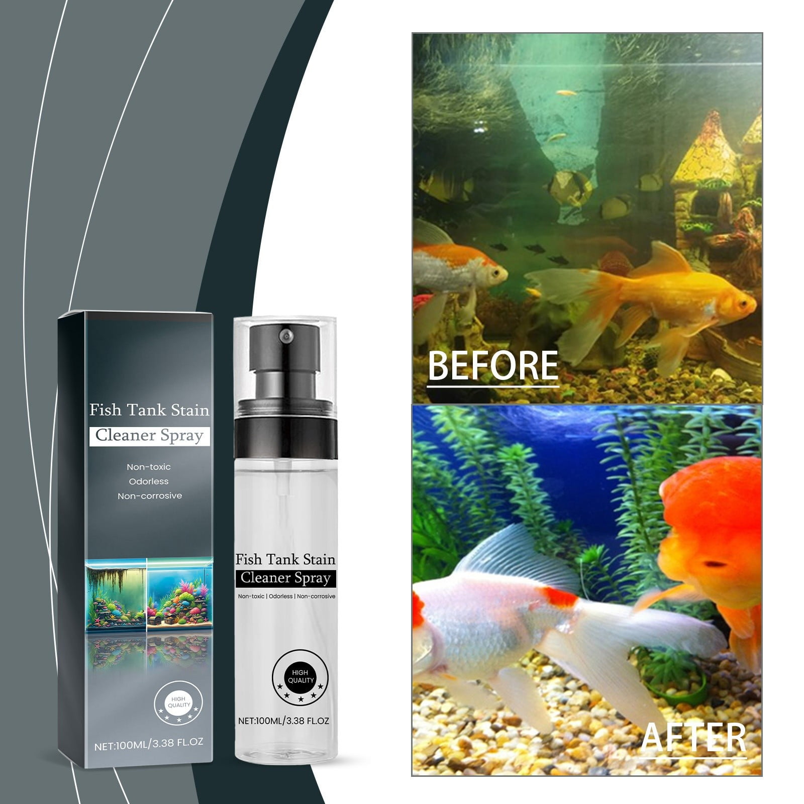 GARENAS Fish Tank Stain Cleaning Spray Stain Cleaning and Descaling No and No Harm to Fish