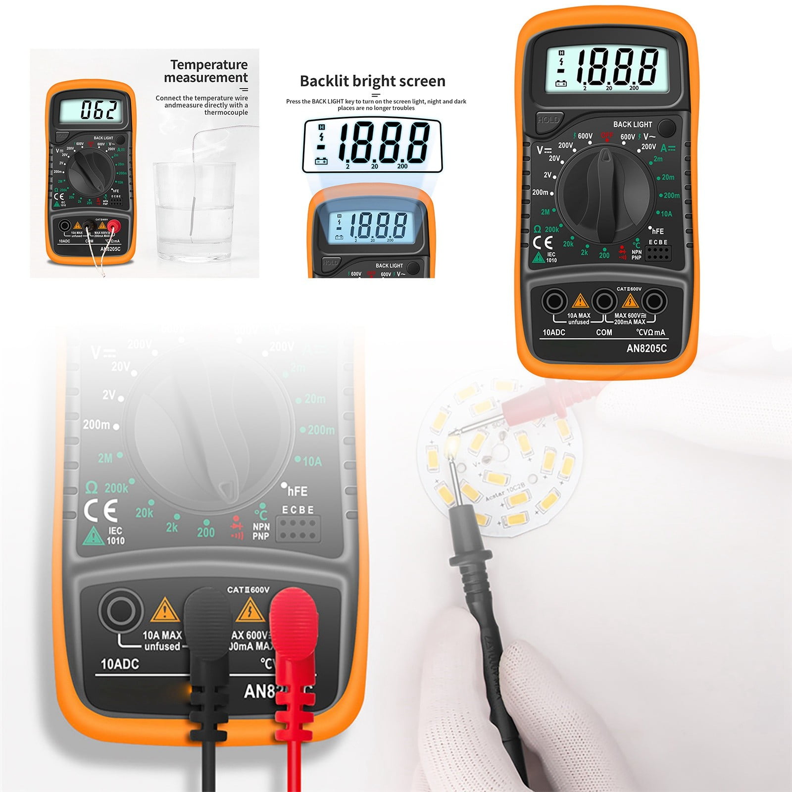 GARENAS Function Digital Multimeter with Backlight for Home Use High
