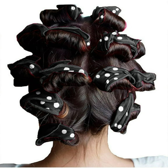 GARENAS Hot Sponge Creative Sleep Spotty Hair Curls Pear Hair Curls Lazy Hair Curls Dry Hair Curls(Black)