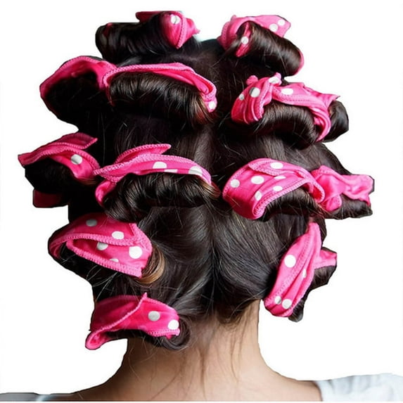 GARENAS Hot Sponge Creative Sleep Spotty Hair Curls Pear Hair Curls Lazy Hair Curls Dry Hair Curls(Hot Pink)