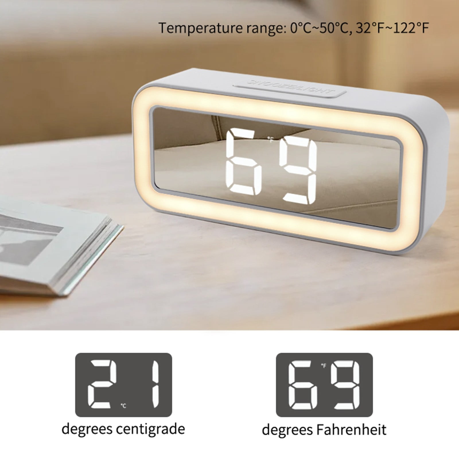 GARENAS Minimalist LED Digital Alarm Clock with Night Light Large