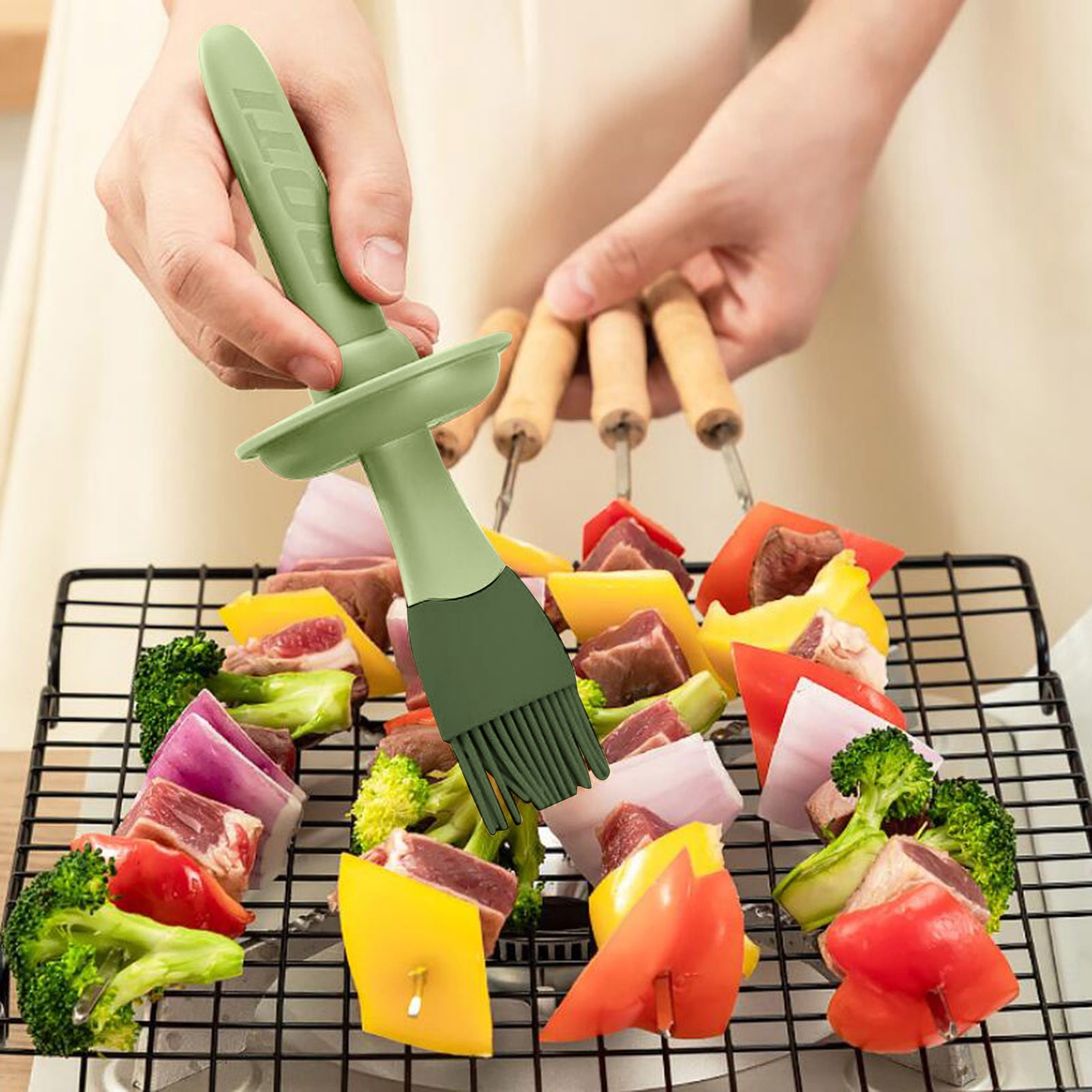 GARENAS Oil Brush with Bottle Olive Oil Dispenser Bottle with Silicone