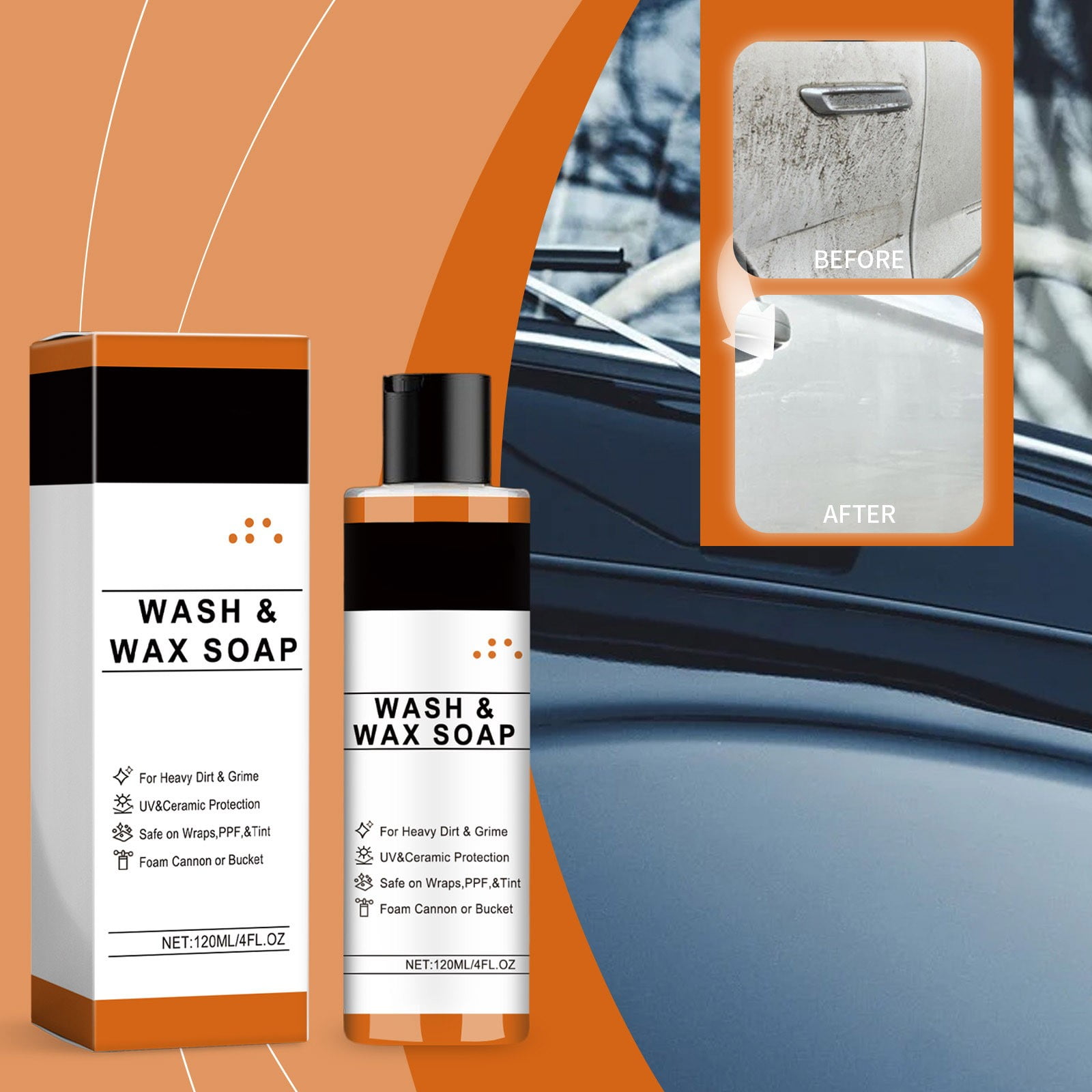 GARENAS Orange Flavored Car Wash Liquid 120ml Household Car Wash Water