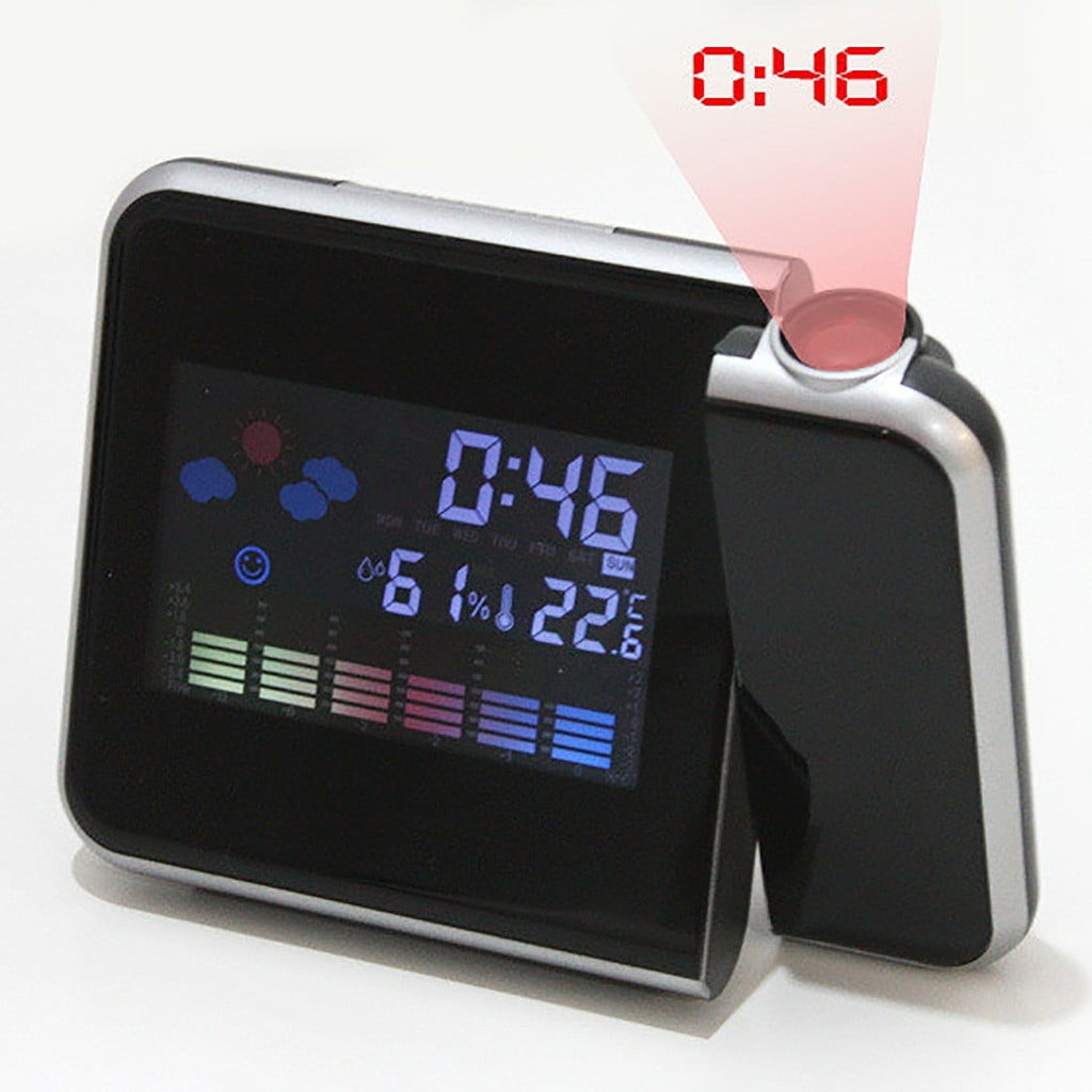 GARENAS Projection Alarm Clock with Weather Station Thermometer Date