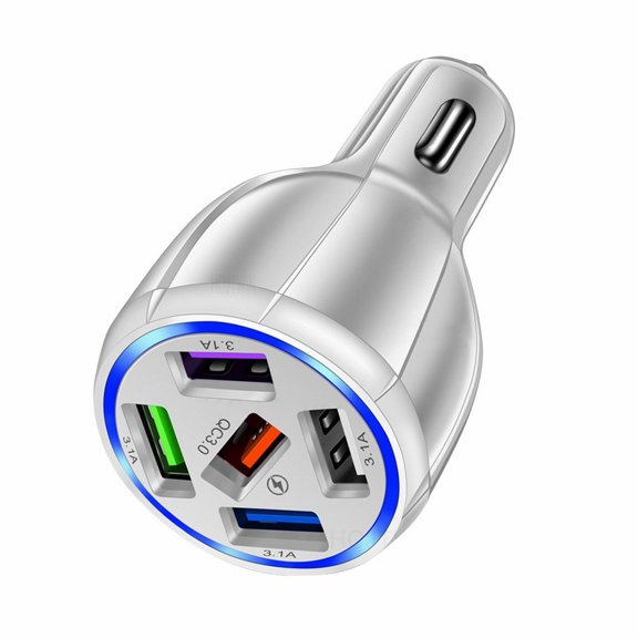 GARENAS QC3.0 Fast Charging 5USB Car Charger Smartphone 5 Port Fast Charging Car Charger(White)