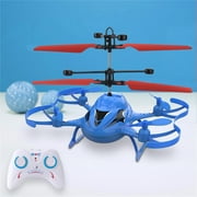 GARENAS RC Airplane Remote Control Lights Toy Airplane Kids Children Aircraft Colorful Hand Sensing Helicopter(Blue)