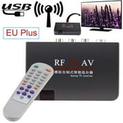GARENAS RF to AV Analog TV Receiver Box Video Converter Adapter+Remote Control AV Cable Black