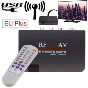 GARENAS RF to AV Analog TV Receiver Box Video Converter Adapter+Remote Control AV CableBlack