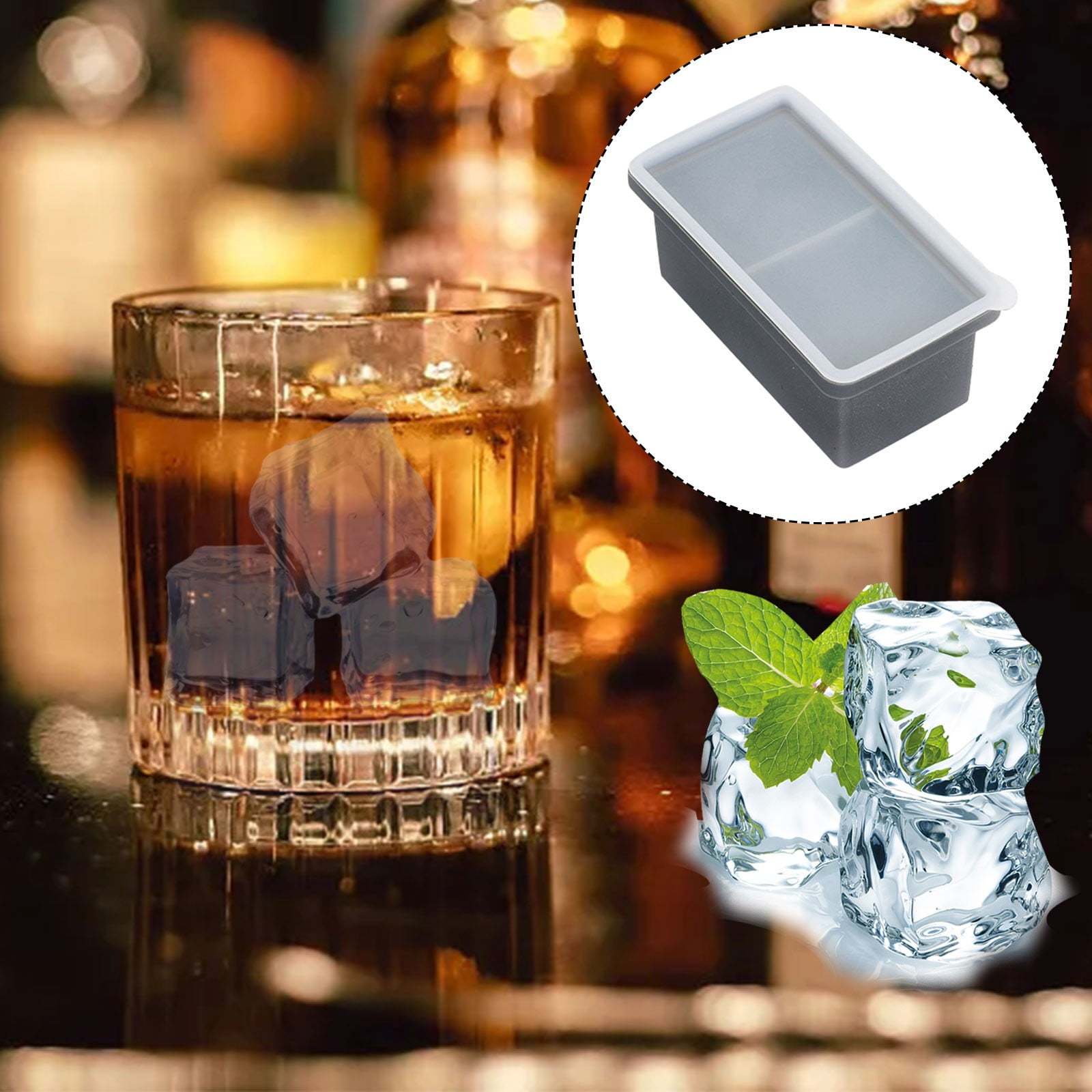 GARENAS Silicone Freezer Tray with Lid Soup Freezer Container 2 Cup