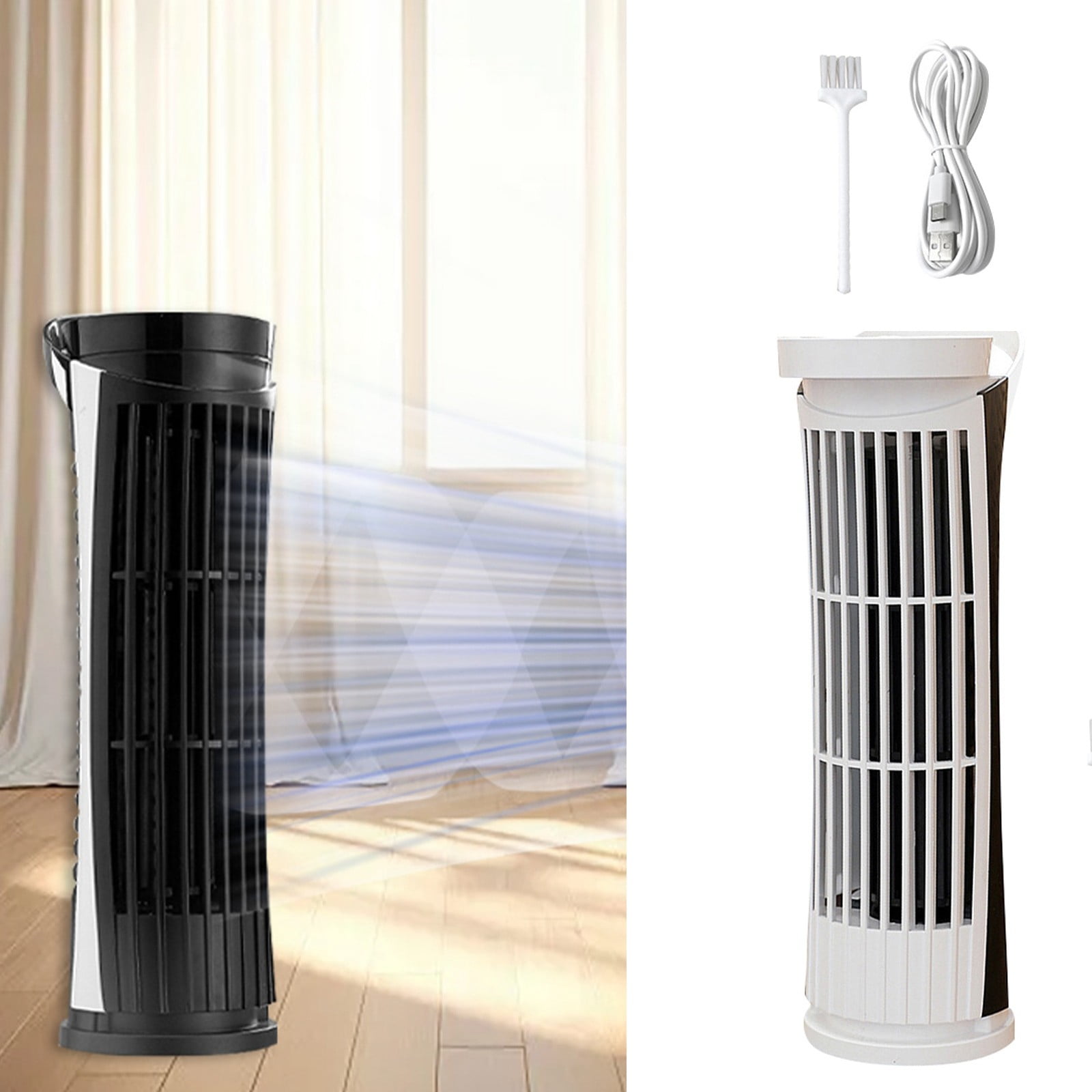 GARENAS Small Oscillating Fan Floor Fans for Home Bedroom Battery