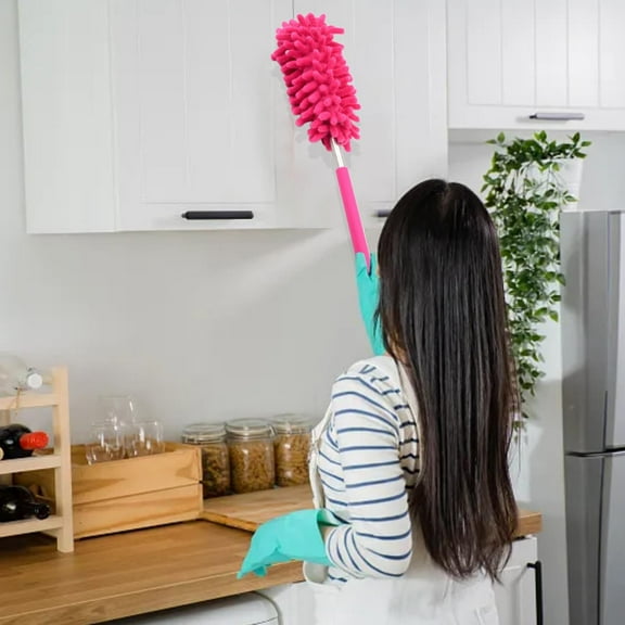 GARENAS Steel Extended Feather Duster Duster Multi Functional Retractable Household Duster for Cleaning Cars Computers Air Conditioners and So On