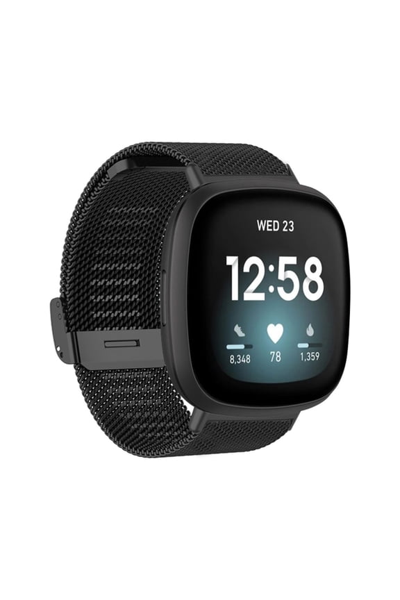Suitable for FitbitVersa 4/3/sense 2/sense Smart Watch Metal Watch Band(Black)