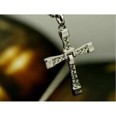 GARENAS The Fast and The Furious Dominic Torettos Cross Pendant Chain Necklace（White）
