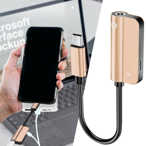 GARENAS Usb C Headphone Jack Adapter 2 in 1 Usb Type C to Hi Res 3.5mm Aux Audio Multi Connector Adapter for Most Usb C Smartphones Tablets and Laptops