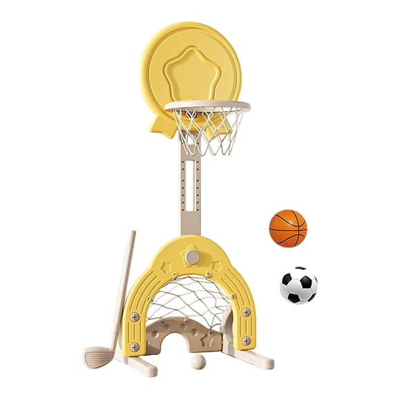 GARENDE 3 in 1 Basketball Hoop Set Indoor Outdoor Sport Toys for Home Carnival Party Yellow
