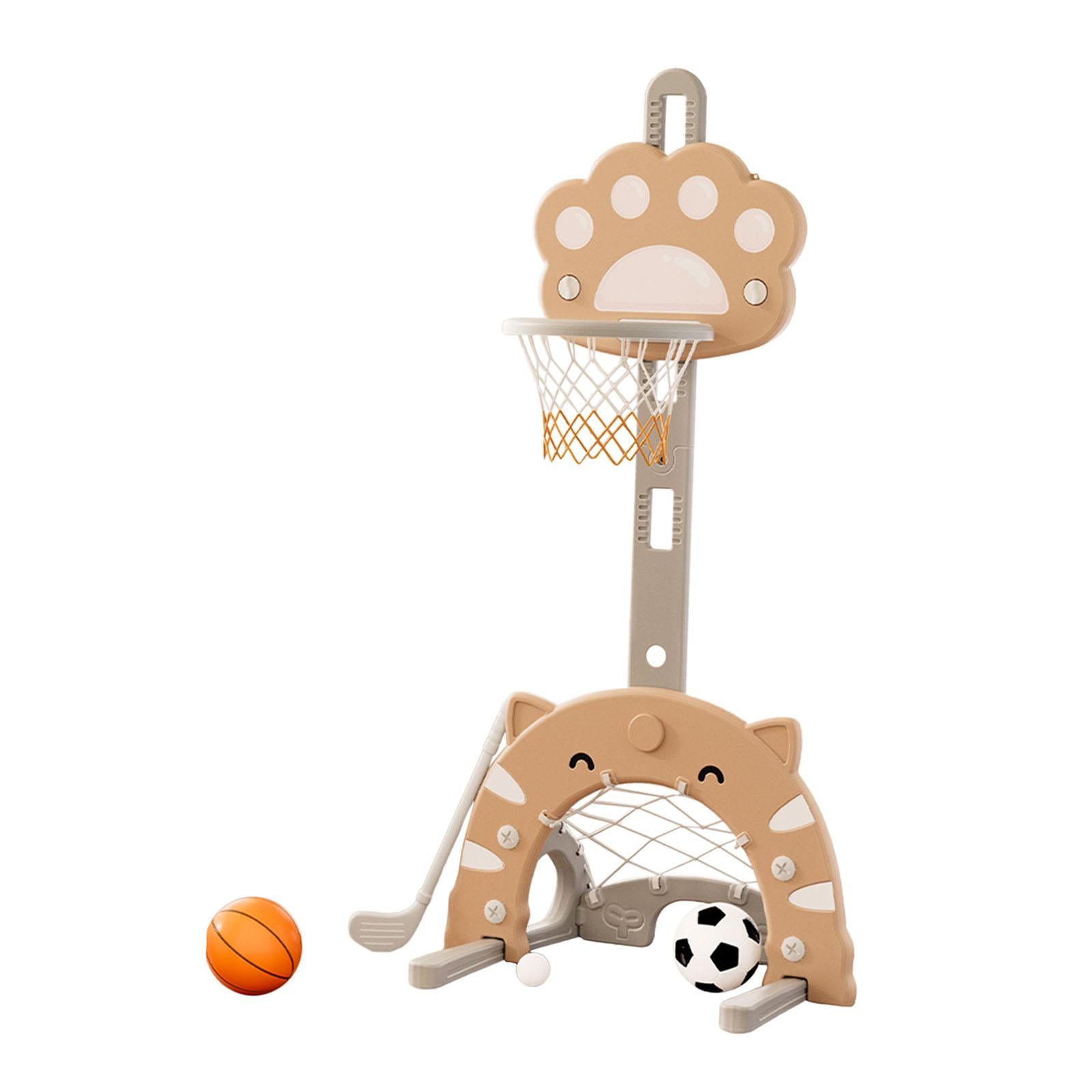 GARENDE 3 in 1 Basketball Hoop Set Portable Basketball Stand for Party Yard Carnival Brown
