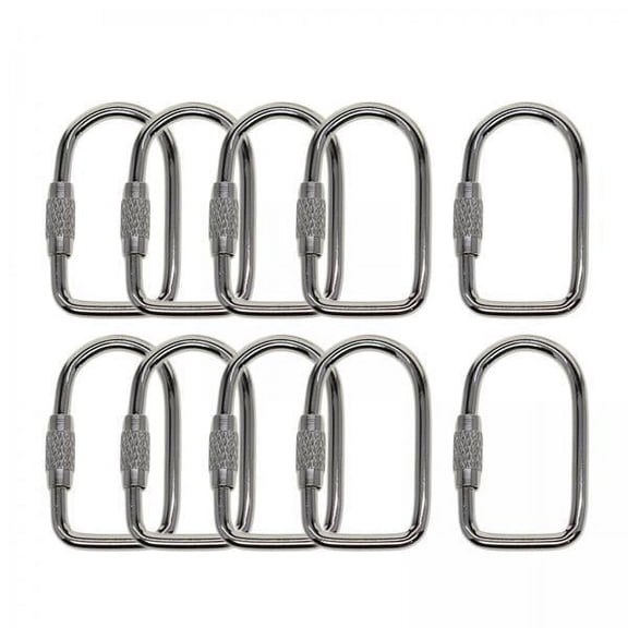 GARENDE 4x10pcs Thread Locking Carabiner, Stainless Steel Carabiner D Shape Buckle Pack, Stainless Steel Threaded Quick Link, Suit for Home, Camping, Climbing 4 Pcs