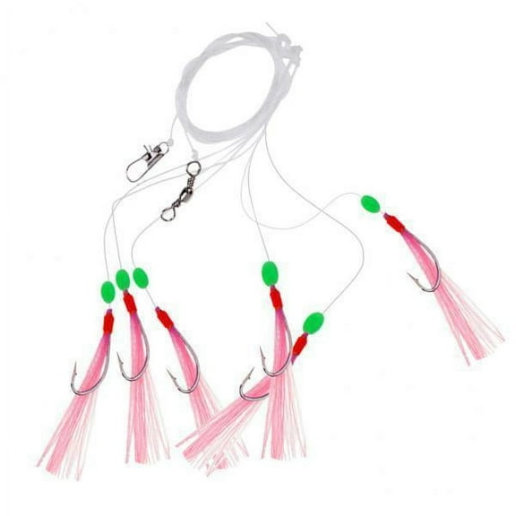 GARENDE 5x6 Hooks Big Flasher Rig Cod Bass Fishing Lures with Barbed Hooks 7#