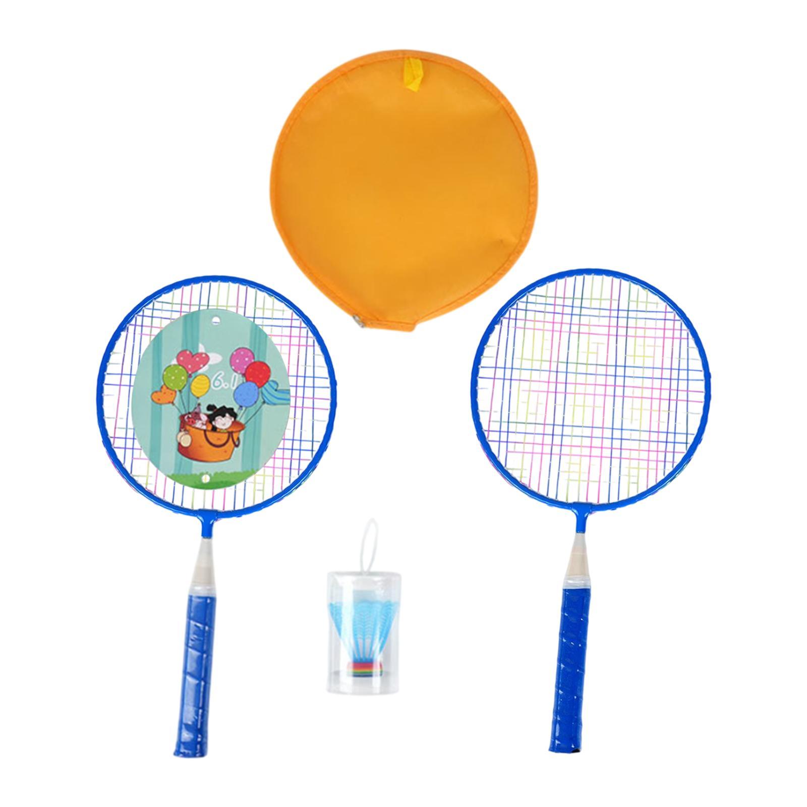 GARENDE Badminton Racket for Kids with Carry Bag Nylon Net for 2 Player Lawn Outside Blue