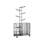 GARENDE Ball Storage Basketball Holder with Wheels,Standing,with Basket and Ball Holder,Sports Equipment Garage Stand for Sports Gear Black