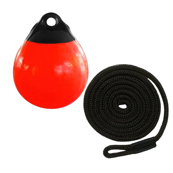 GARENDE Boat Buoy Ball Anchor Buoy with 1.5M Rope Easy to Use Anti Scratch Boat Fender Ball with Eye Hole for Docking Small Sailboat Black Rope
