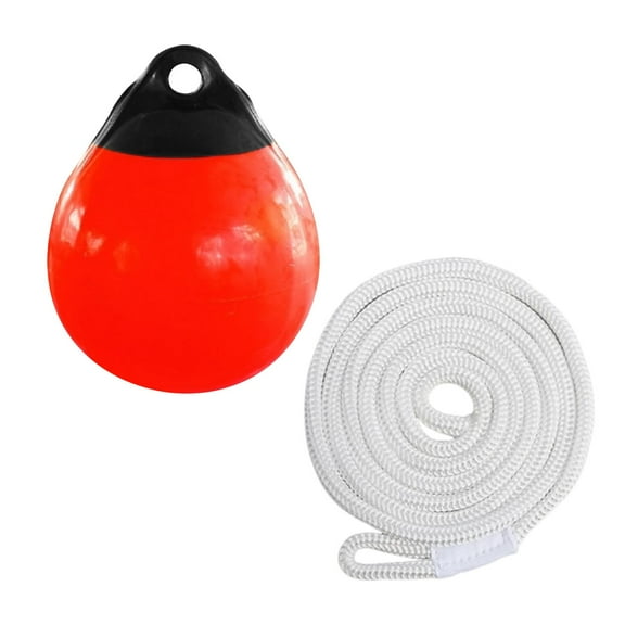 GARENDE Boat Buoy Ball Anchor Buoy with 1.5M Rope Easy to Use Anti Scratch Boat Fender Ball with Eye Hole for Docking Small Sailboat White Rope