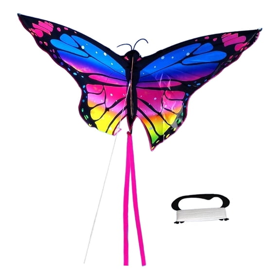 GARENDE Butterfly Kite Fun Beach Toy Single Line Kite Beautiful Portable Easy to Fly Big Blue Pink