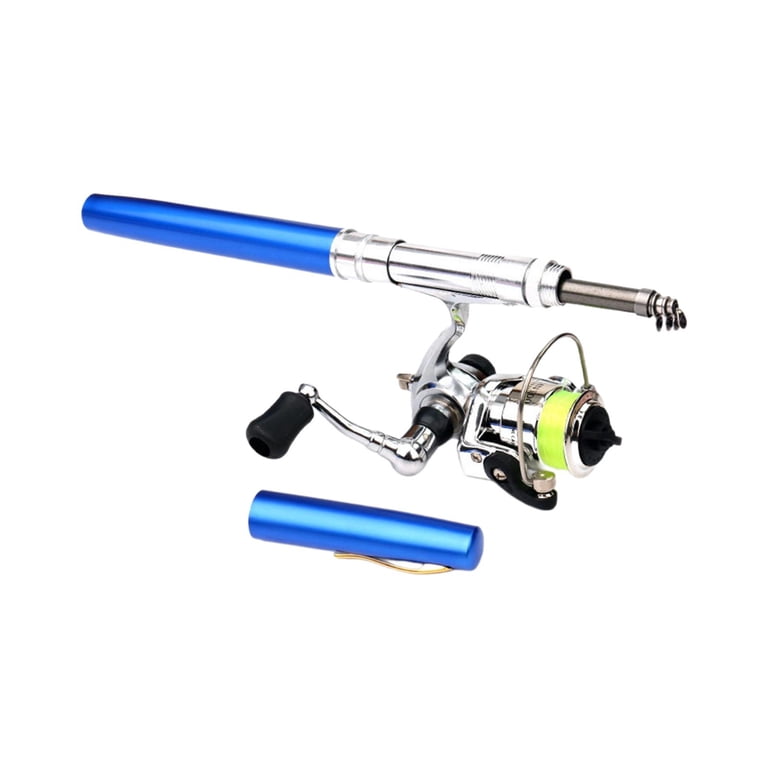 compact lightweight fishing pole Garende Mini Fishing Rod Mini Pen Fishing Pole Great Gift Lightweight Compact Telescopic Blue