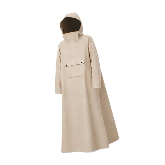 GARENDE Rain Poncho Oxford Cloth Unisex Long Raincoat for Backpacking Camping Travel Khaki L