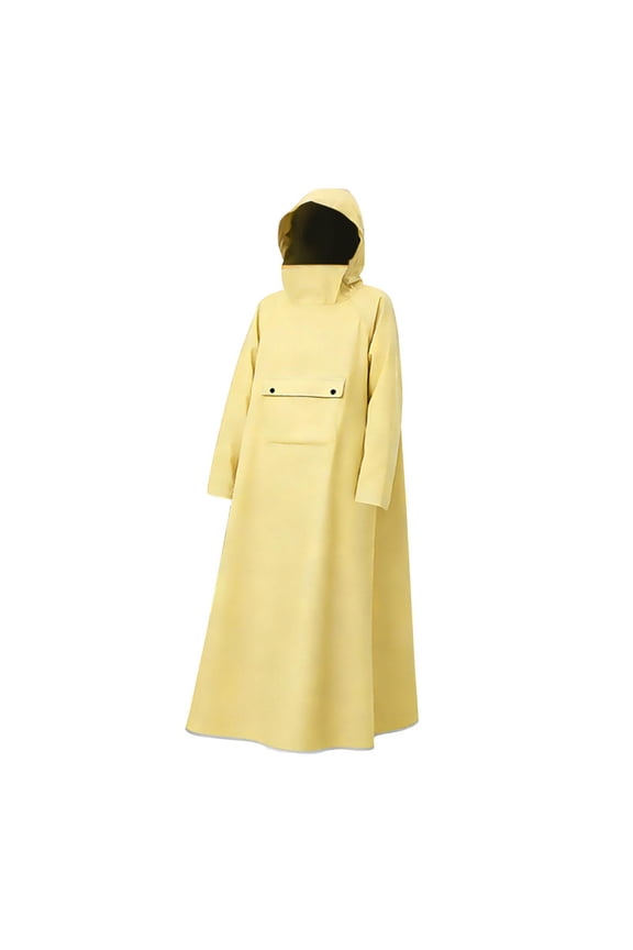 Rain Poncho Oxford Cloth Unisex Long Raincoat for Backpacking Camping Travel Yellow L