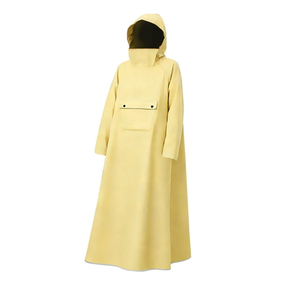 GARENDE Rain Poncho Oxford Cloth Unisex Long Raincoat for Backpacking Camping Travel Yellow XXL
