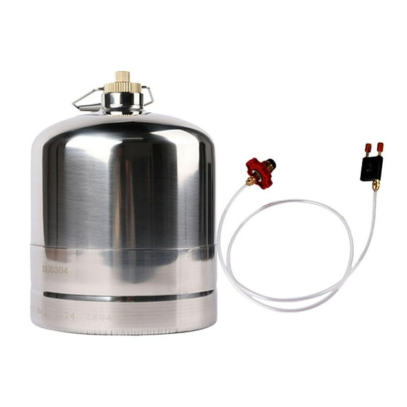 GARENDE Stainless Steel Gas Bottle Inflatable Gas Tank Fuel Canister Container Empty Refillable for Outdoor Cooking BBQ Camping 3L