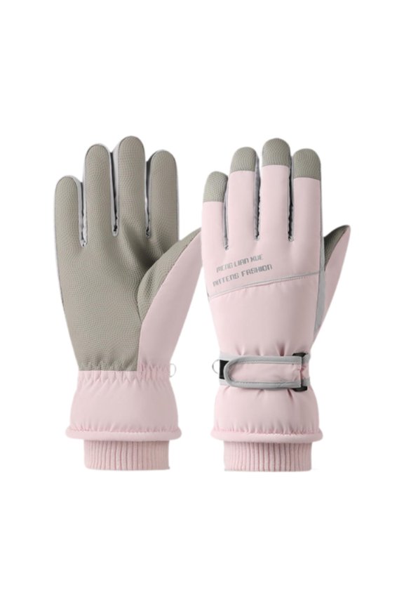 Winter Warm Gloves 1 Pair Snow Mitts for Driving Outdoor Sports Snowboarding Pink