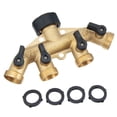 thumbnail image 1 of GARFANS Brass Garden Hose Splitter 4 Way Solid Brass Hose Connector 3/4" Hose Spigot Adapter 4 Valves, 1 of 6