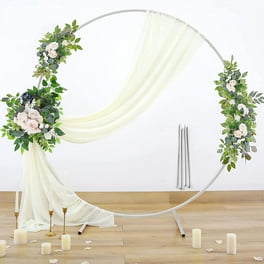 7.2FT Gold Wedding Arch Stand With White Spandex Cover - Backdrop For Parties, Baby Showers, Photo Booth Decor