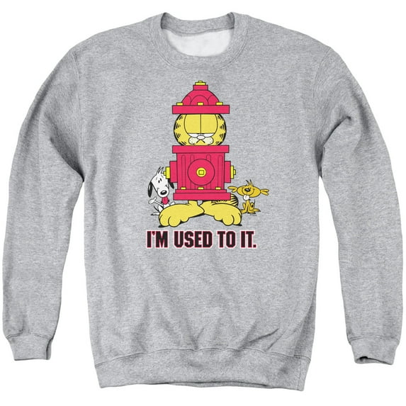 GARFIELD/I'M USED TO IT - ADULT CREWNECK SWEATSHIRT - ATHLETIC HEATHER - LG