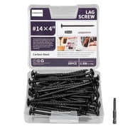 GARGENTOL Lag Screws 4 Inch, 50PCS Heavy Duty Construction Screw, Structural Wood Screw #14 x 4, Rust Resistant, Washer Head, Black Coated Exterior Wood/Lag Screws Hex Socket