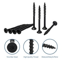 GARGENTOL Wood Screws 700 Pcs #8 x 2" Black Exterior Hardware Screw for Deck Wood Construction Fence Rust Resistant T25 Star Bits Included
