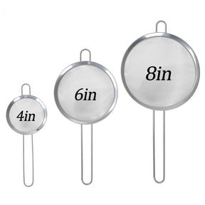 GARITIN 3-Piece Stainless Steel Fine Mesh Strainer Set, 4", 6", and 8", Kitchen Thin Mesh Strainer for Tea Flour Sugar Spices Rice, Small Nesting Strainer for Kitchen