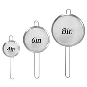 GARITIN 3-Piece Stainless Steel Fine Mesh Strainer Set, 4", 6", and 8", Kitchen Thin Mesh Strainer for Tea Flour Sugar Spices Rice, Small Nesting Strainer for Kitchen