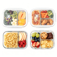 thumbnail image 1 of GARITIN 4 Pack Glass Food Storage Containers with Dividers, 8-Piece Meal Prep Containers with Lids, Leak-Proof Bento Lunch Boxes, Microwave, Oven, Dishwasher & Freezer Safe, Glass Tupperware, 1 of 6