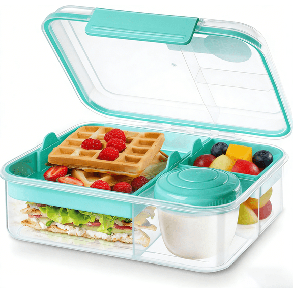 GARITIN Bento Box, Adult Lunch Bento Box, Plastic Lunch Box with Handle to Go, Lunch Containers for Adults, Portable Lunch Containers, Food Box Suit for Work Picnic Travel( 1.65 L )