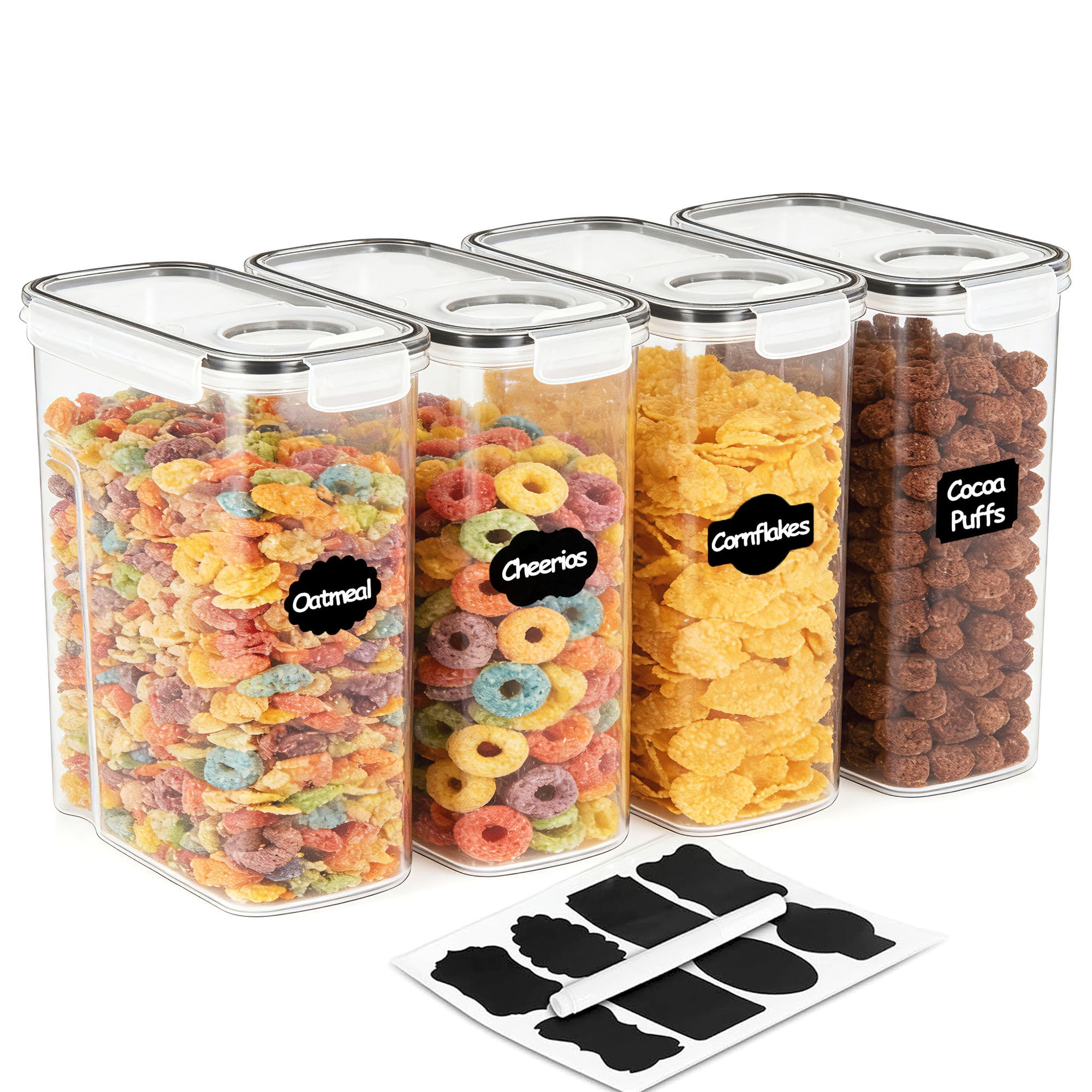 Cereal Container, Food Storage Containers with Lids Airtight Plastic Cereal Keeper Dispenser for Kitchen Pantry, 135 fl oz